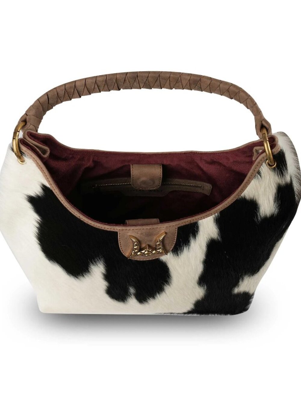 Myra Loyal West Medium Purse Black White Cowhide Leather Shoulder Bag NWT - Picture 4 of 9